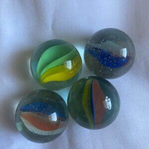 Lot of 4 Glass Marble Shooters Vintage & Antique Style Collectibles MultiColor
